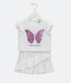 Conjunto Infantil Estampado Mariposa con Lentejuelas - Talle 1 a 5 años
