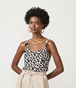 Blusa em Malha Texturizada e Estampa Animal Print
