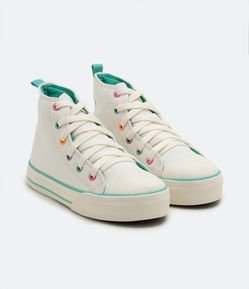 Tênis Abotinado Infantil com Ilhoses Coloridos - Tam  28 ao 37