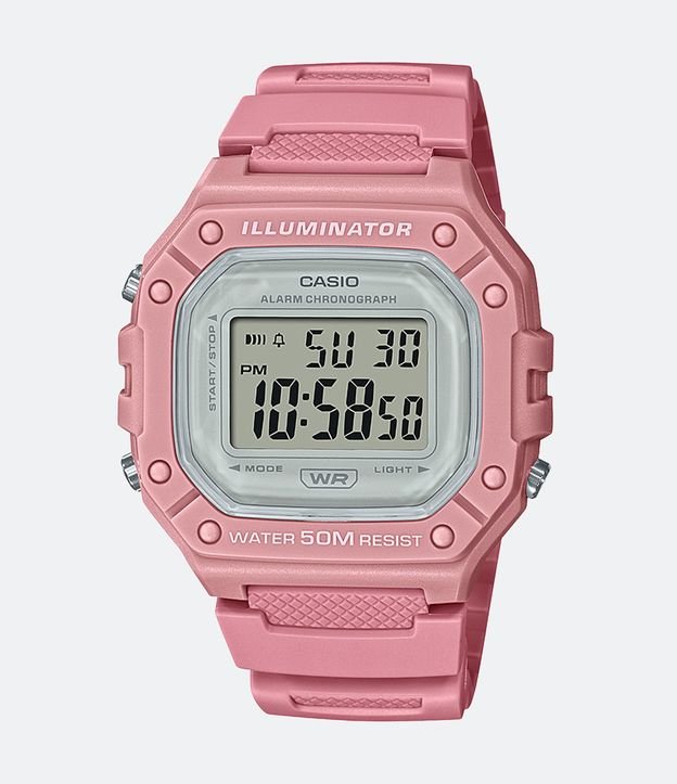 Relógio Casio Feminino Digital com Pulseira e Caixa em Resina W 218HC 4AVDF - Cor: Rosa - Tamanho: U