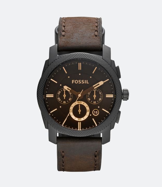 Relógio Fossil Analógico com Pulseira em Couro e Caixa em Aço FS4656 0PN U Relógio Fossil Analógico com Pulseira em Couro e Caixa em Aço FS4656 0PN U