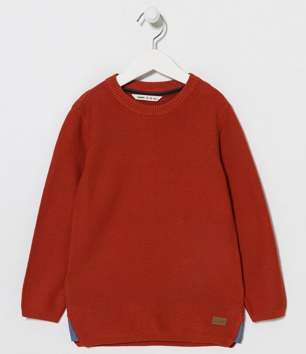 Blusão Infantil em Tricô com Pacth Aplicado - Tam 5 a 14 Anos