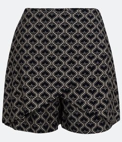 Short Saia em Viscose com Estampa de Corações
