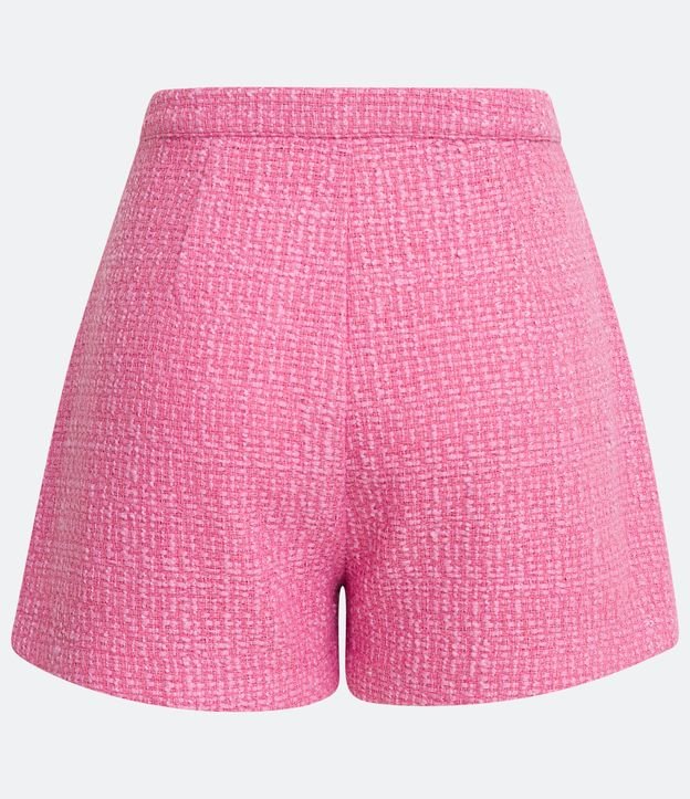 Short en Tweed con Cintura Básica y Botón Forrado Rosado 5