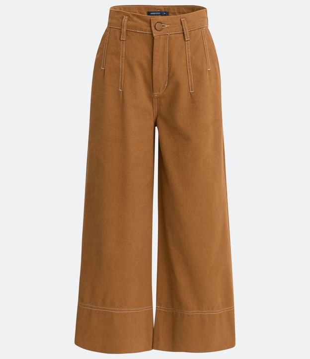 Pantalón Pantacourt en Sarga Marrón 6