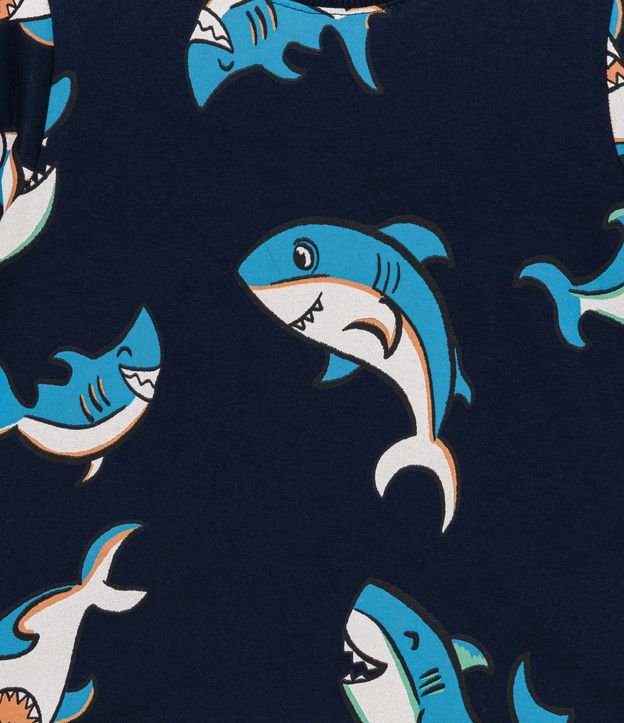 Remera Infantil Estampado Tiburones - Talle 1 a 5 años Azul Oscuro 3