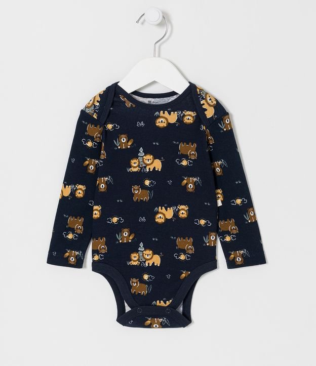 Body Infantil com Estampa Leõezinhos e Ursos - Tam RN a 24 meses