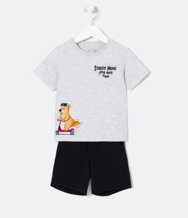 Conjunto Infantil Estampa Ursinho de Patinete - Tam 1 a 5 Anos