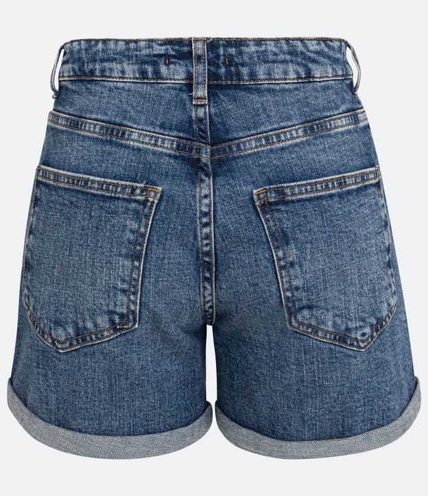Short Curto Jeans com Barra Dobrada Azul 6