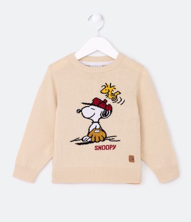 Suéter Infantil de Punto Estampado Snoopy  - Talle 1 a 5 años Off White 1