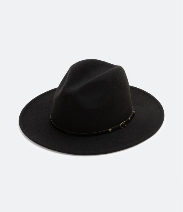 Sombrero de Fieltro con Cinta Decorativa Negro 2