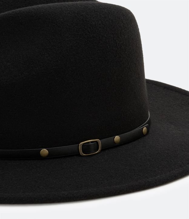 Sombrero de Fieltro con Cinta Decorativa Negro 4