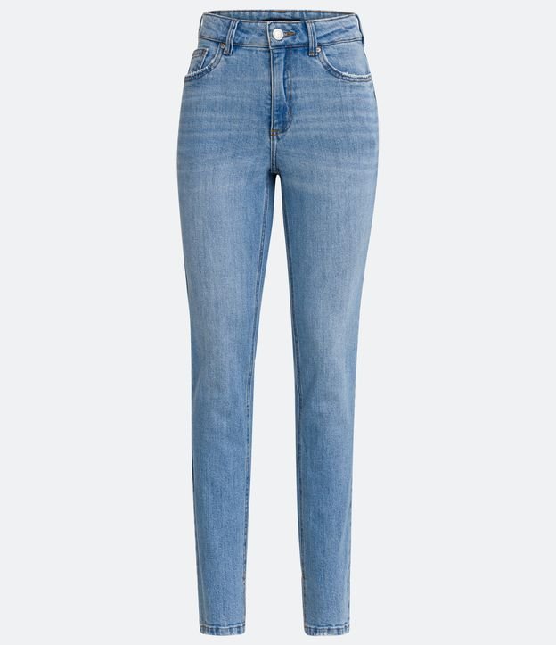 Calça Reta Jeans com Bolsos Azul 1