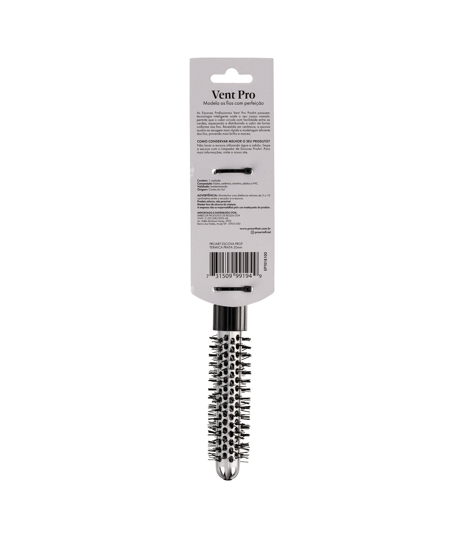 Escova de Cabelo Profissional Térmica Vent Pro 20 Kiss Prata 4