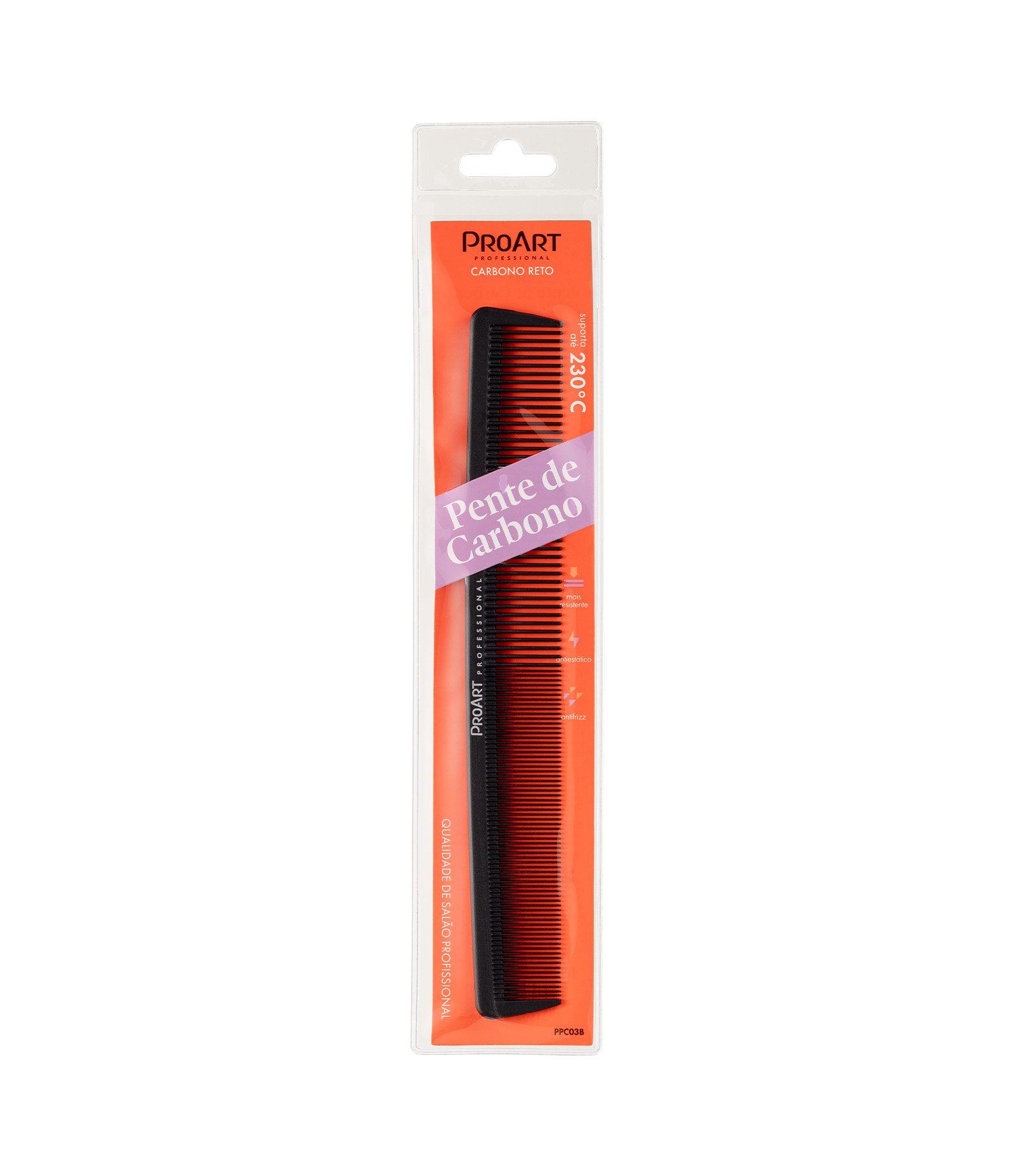 Pente de Cabelo de Carbono Reto ProArt U 2