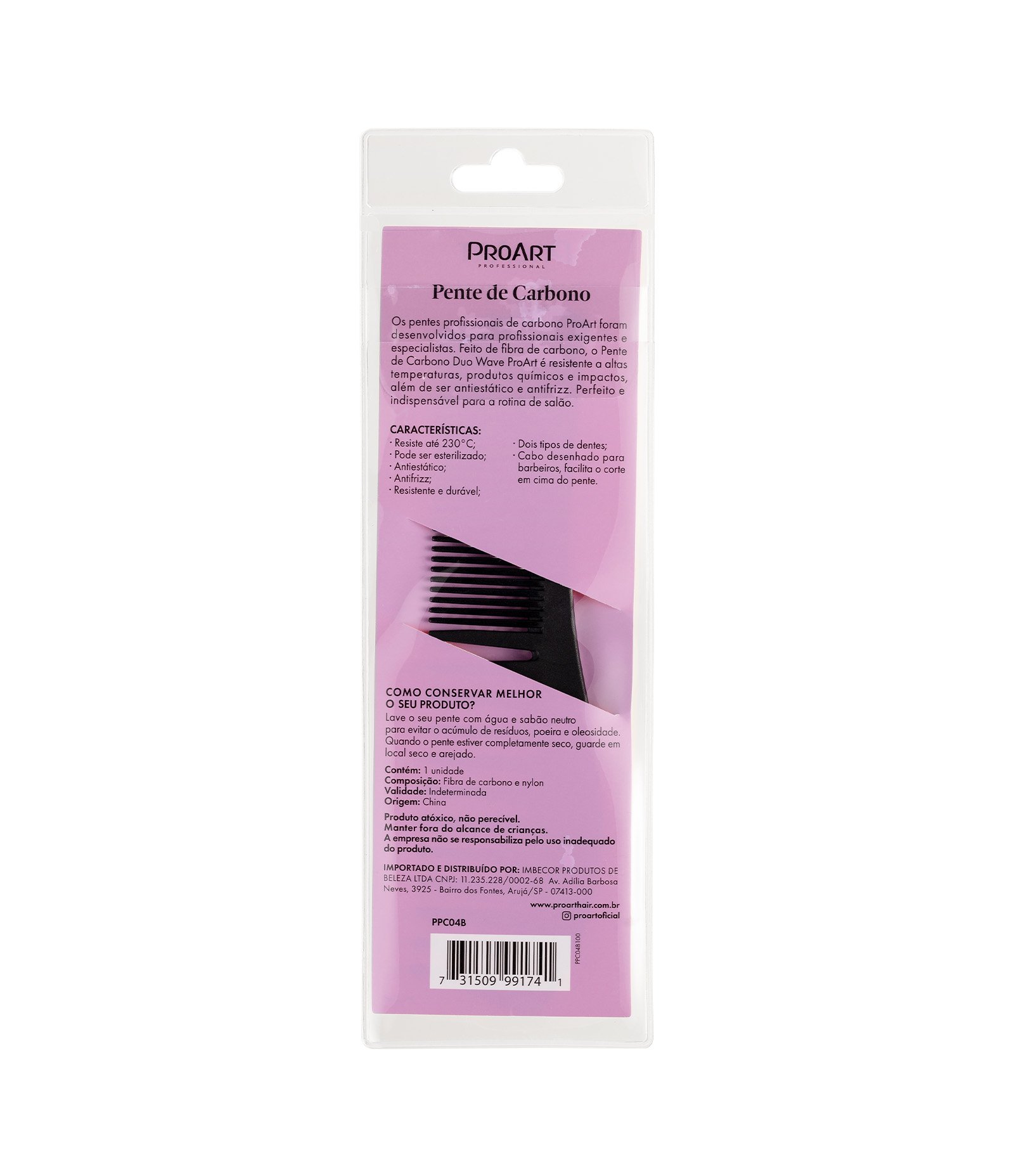 Pente de Cabelo de Carbono Duo Wave ProArt U 3