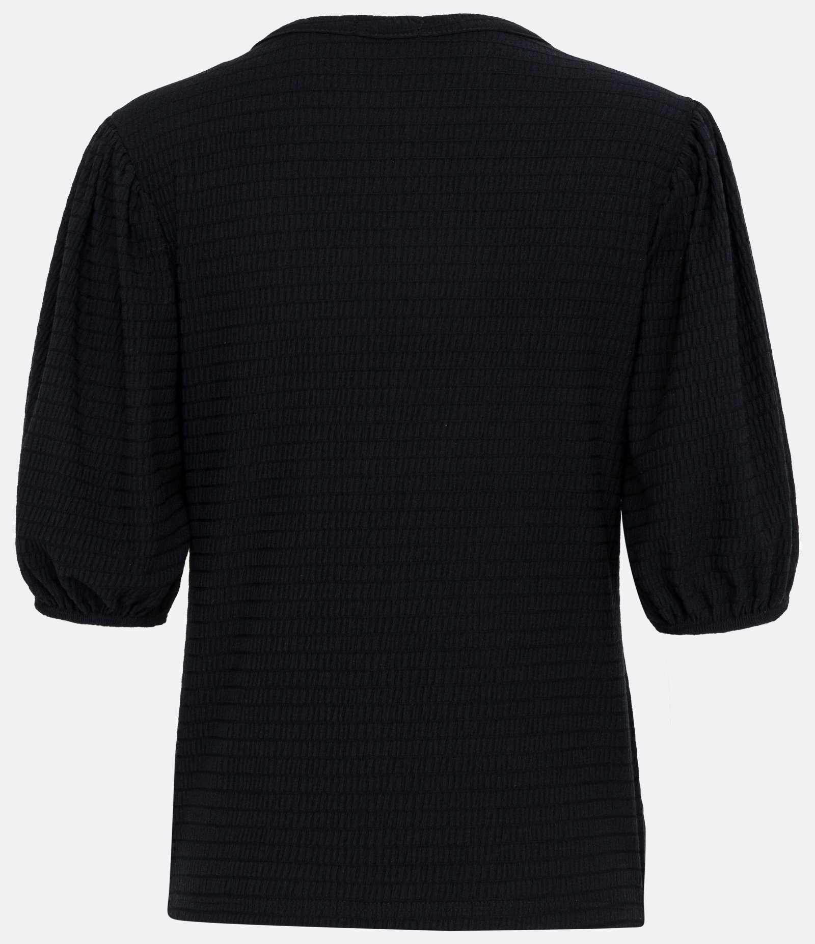 Blusa Texturizada com Gola Redonda e Manga Bufante Preto 2
