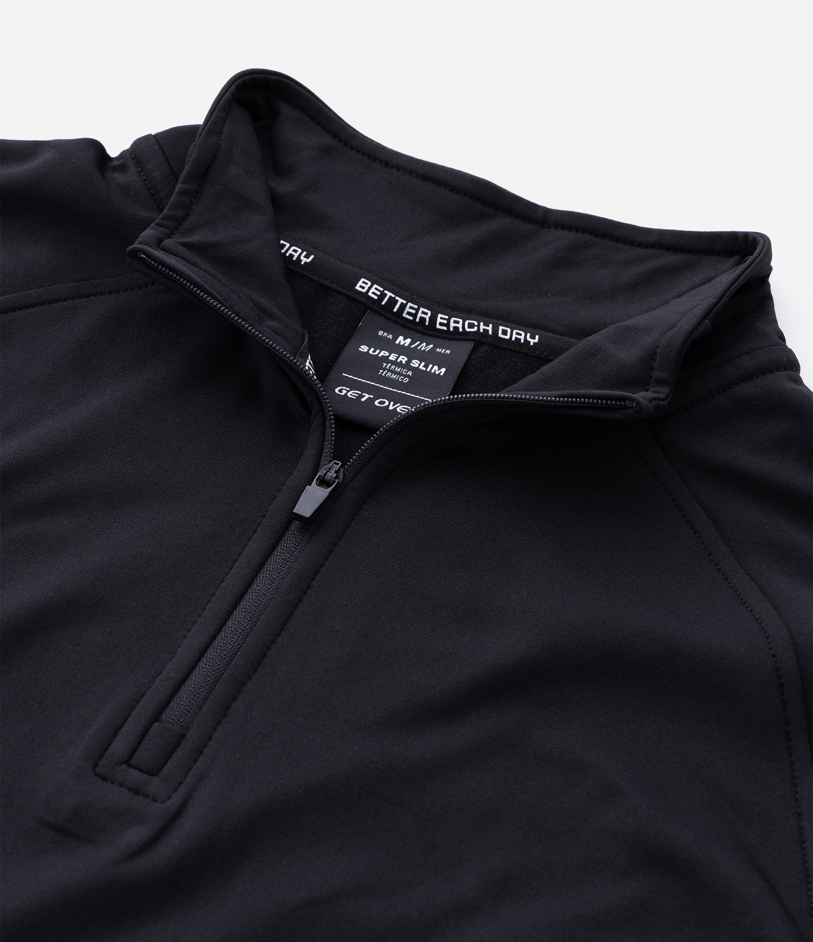 Camiseta Térmica Esportiva com Zíper na Gola e Recortes Preto 10