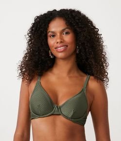 Biquíni Top Meia Taça Alongado em Poliamida com Textura de Mini Escamas