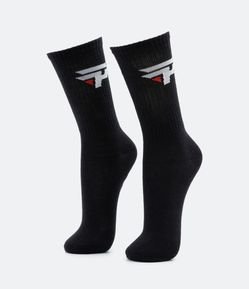 Meia Cano Alto em Algodão com Estampa Logo Pain