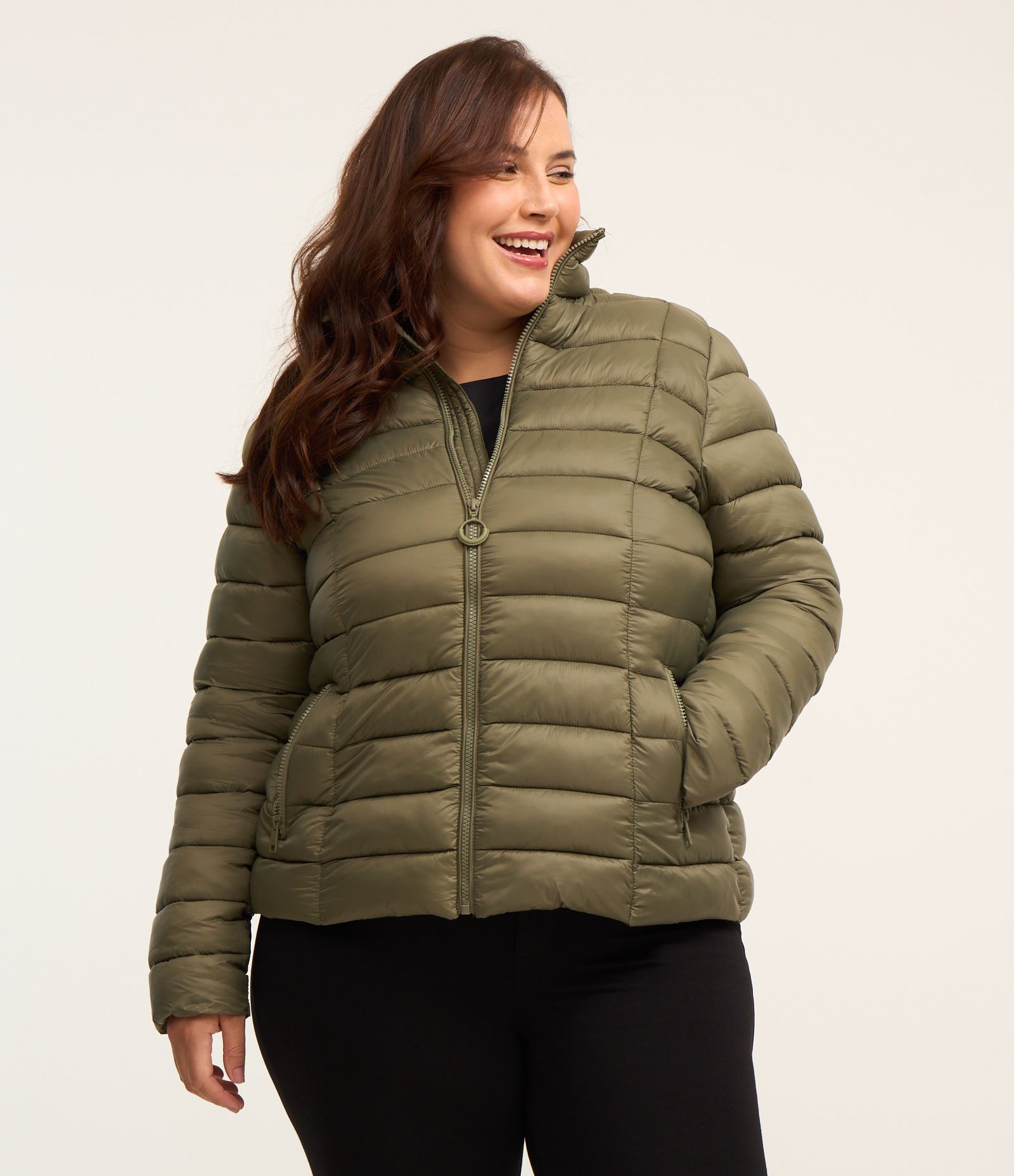 Jaqueta Puffer em Poliamida Curve & Size Plus Verde 1
