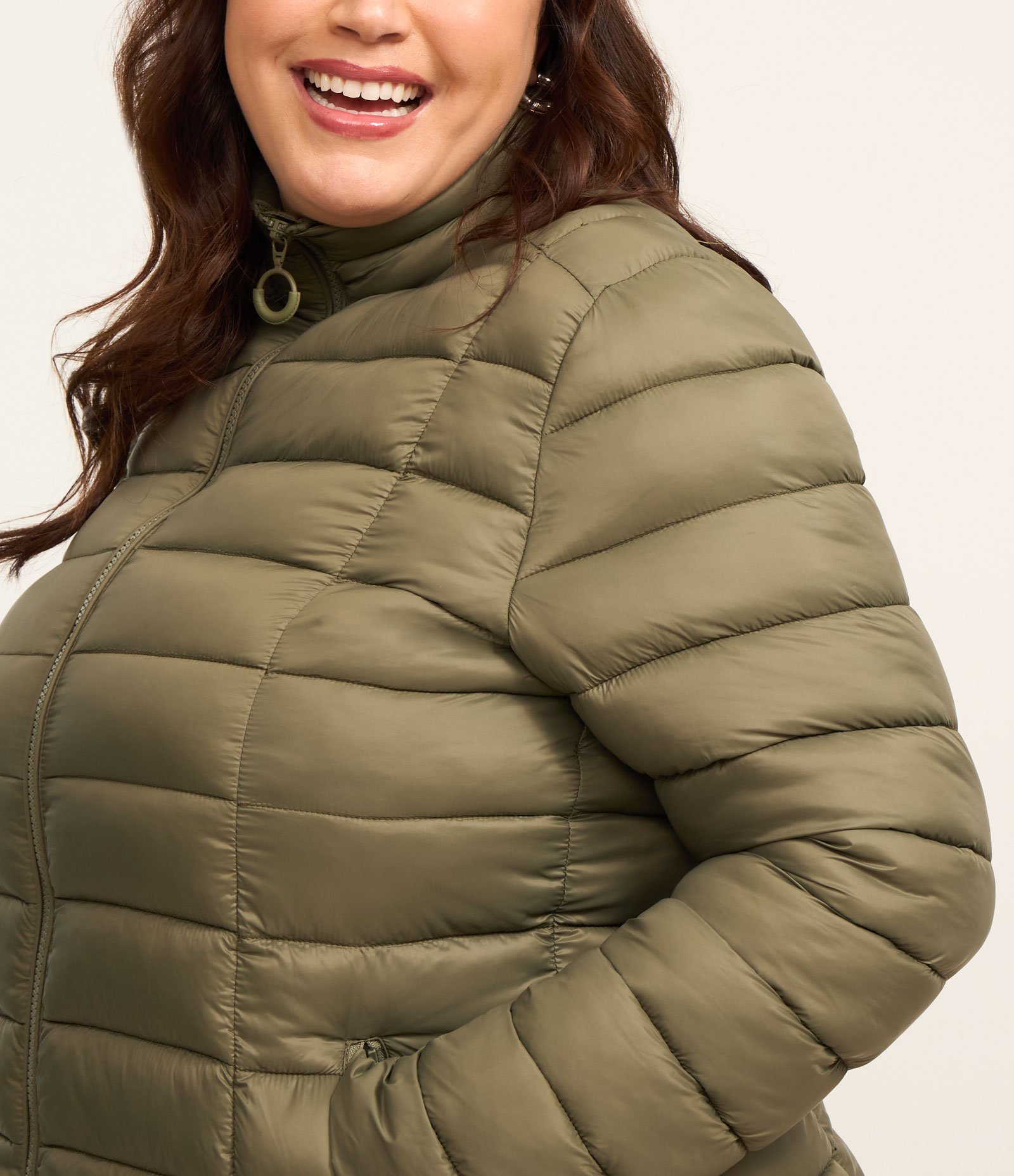 Jaqueta Puffer em Poliamida Curve & Size Plus Verde 3