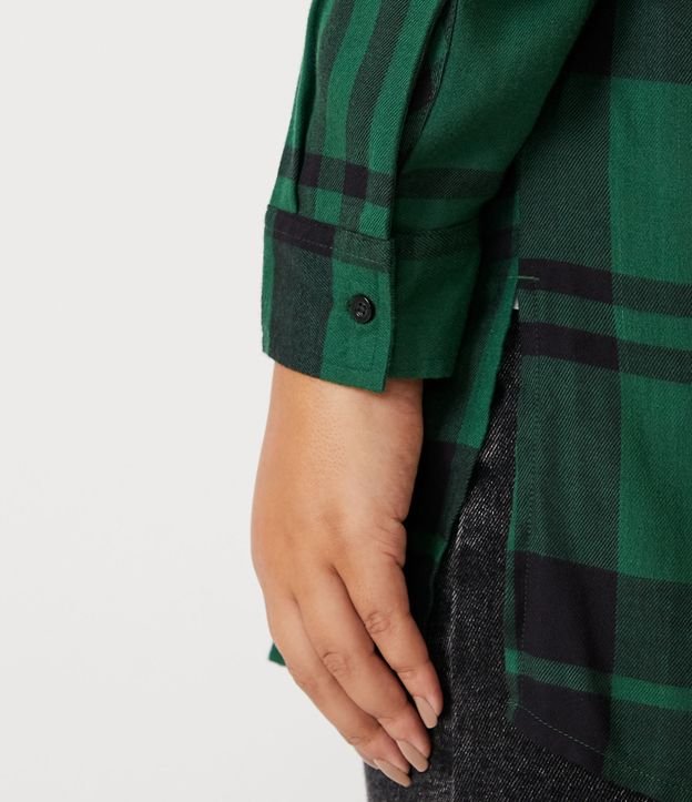 Camisa en Franela con Estampado de Cuadros Curve & Plus Size Verde 5
