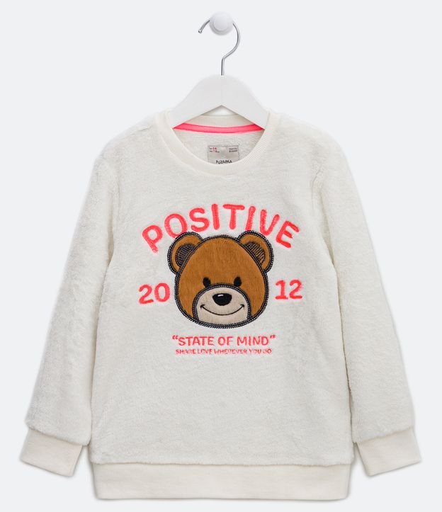 Blusão Infantil com Estampa de Ursinho Positive - Tam 5 a 14 Anos