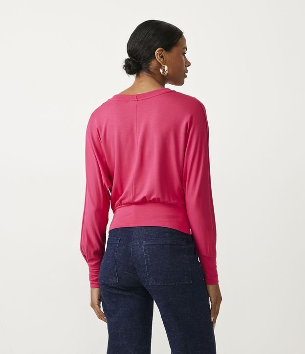 Blusa en Algodón con Recorte en la Barra y Pliegas Rosado 3