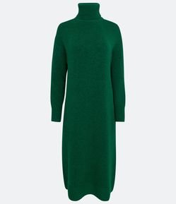 Vestido Longo em Tricô com Gola Alta