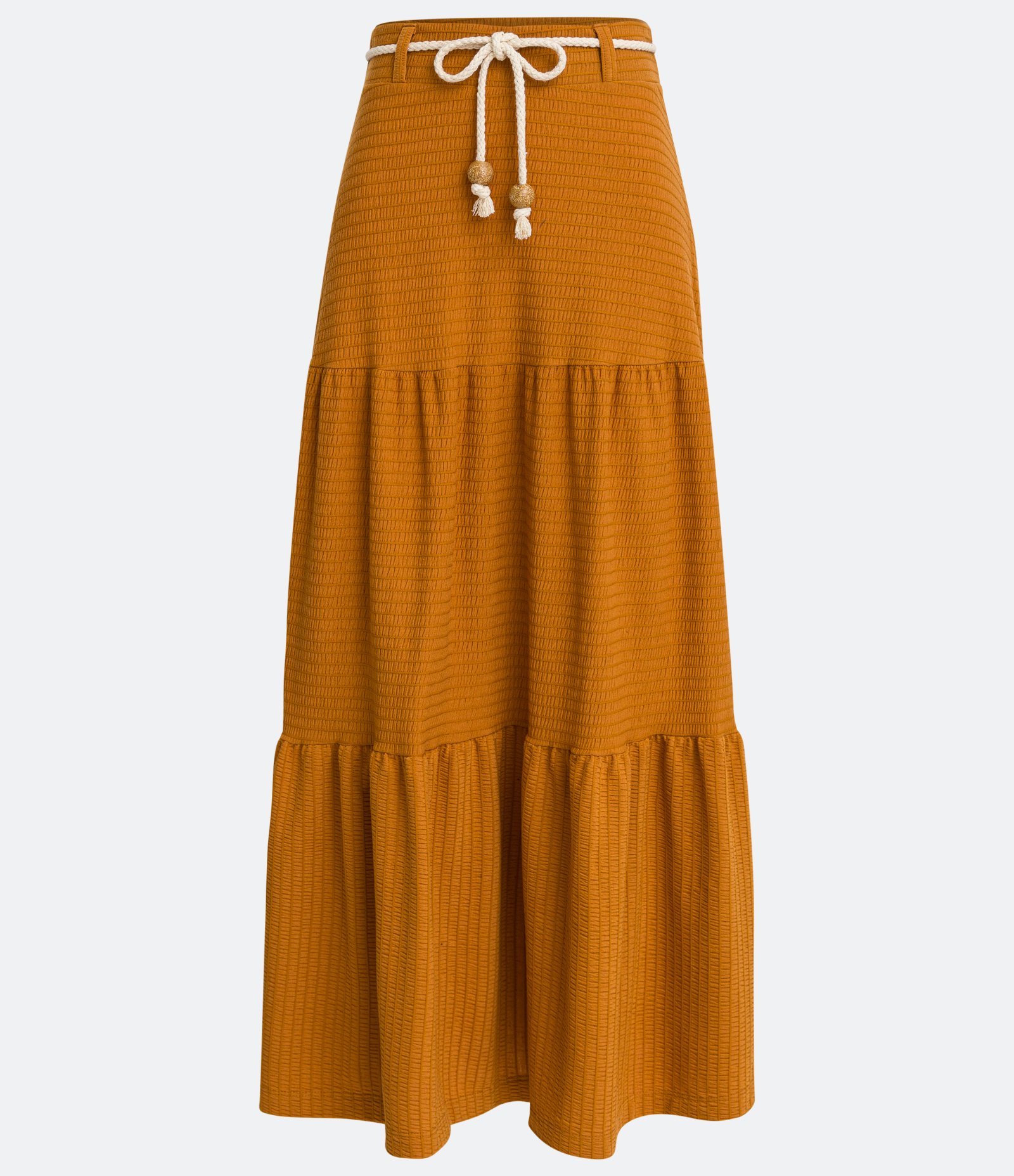 Saia Longa Texturizada com Cinto Corda na Cintura Laranja 5