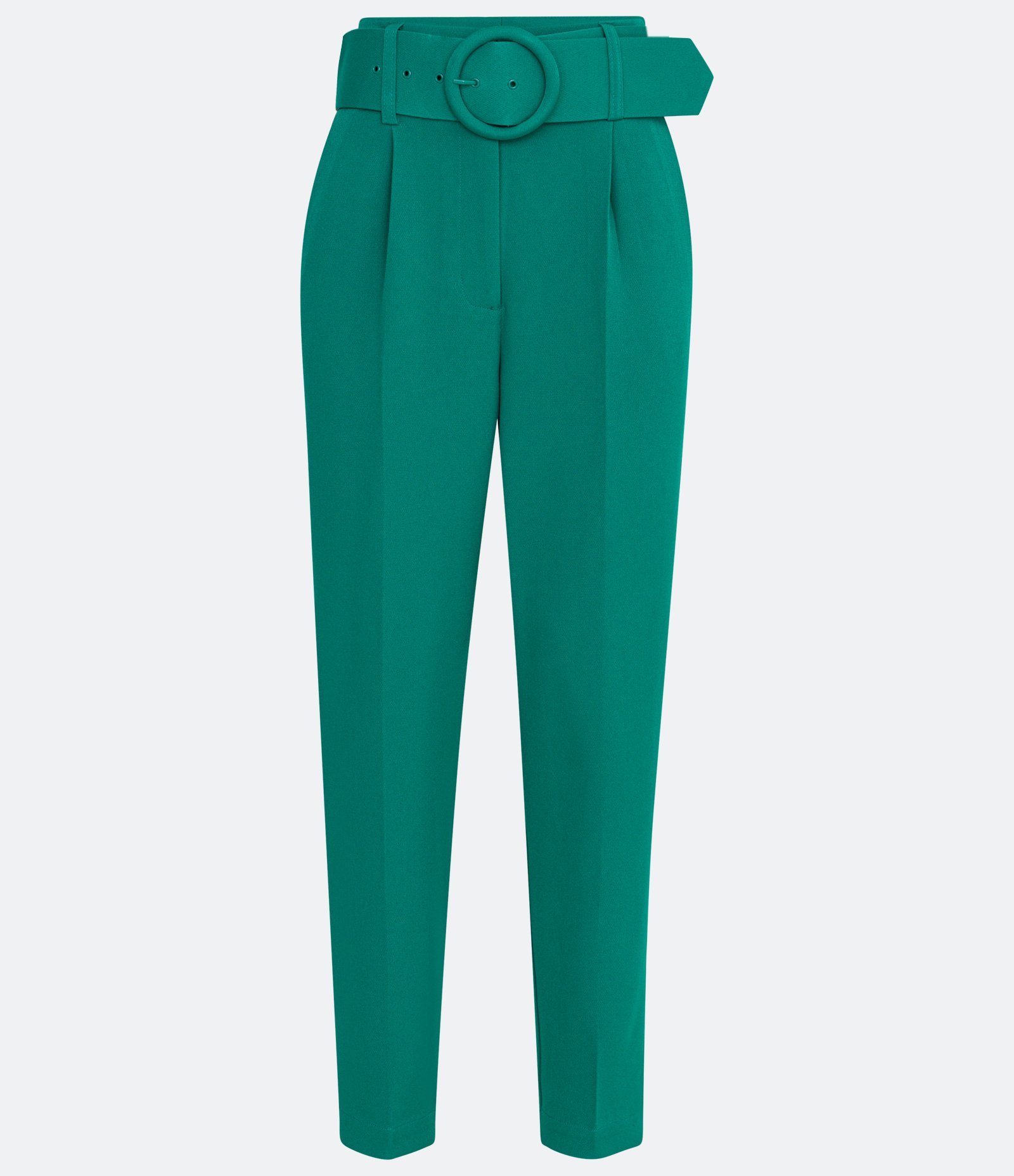 Calça Cenoura em Crepe com Cinto Estruturado Verde 5