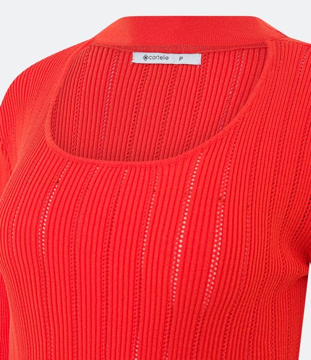 Blusa de Punto con Cuello Choker Naranja 7