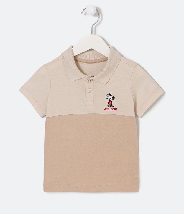 Camisa Polo Infantil Estampado Snoopy con Recorte - Talle 1 a 5 años Beige 1