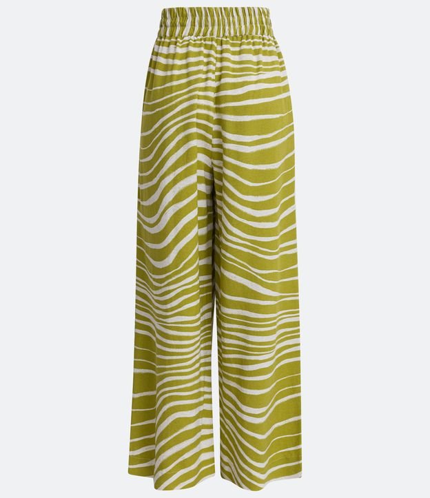 Calça Pantalona em Viscolinho com Elástico no Cós e Estampa Animal Print Zebra Verde 6