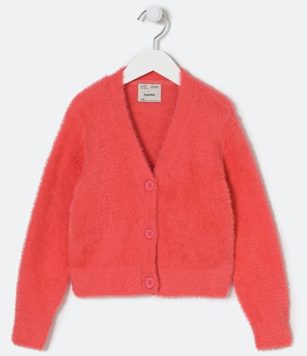 Cardigan Infantil em Chenille - Tam 5 a 14 anos