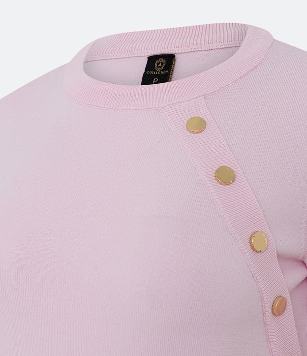 Blusa em Tricô com Detalhe de Botões Metálicos Rosa 7