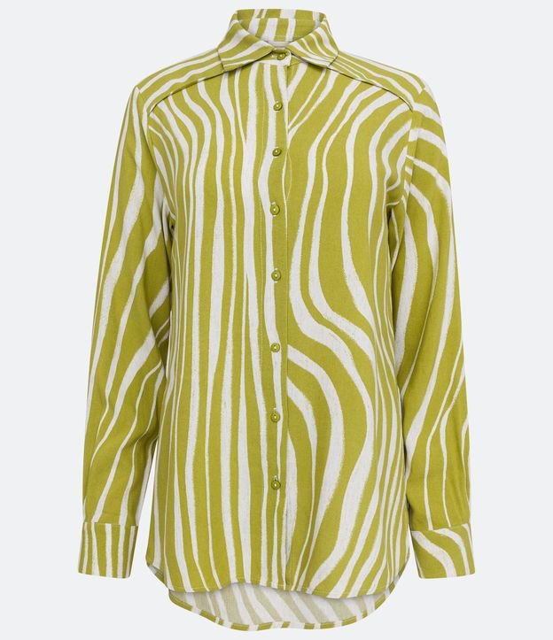 Camisa Alongada em Viscolinho com Estampa Animal Print Zebra Verde 1