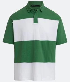 Polo Boxy em Algodão com Listras e Manga Curta