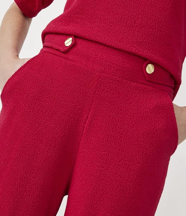 Pantalón Pantalona en Malla Texturizada con Botón en la Cintura Rosado 4