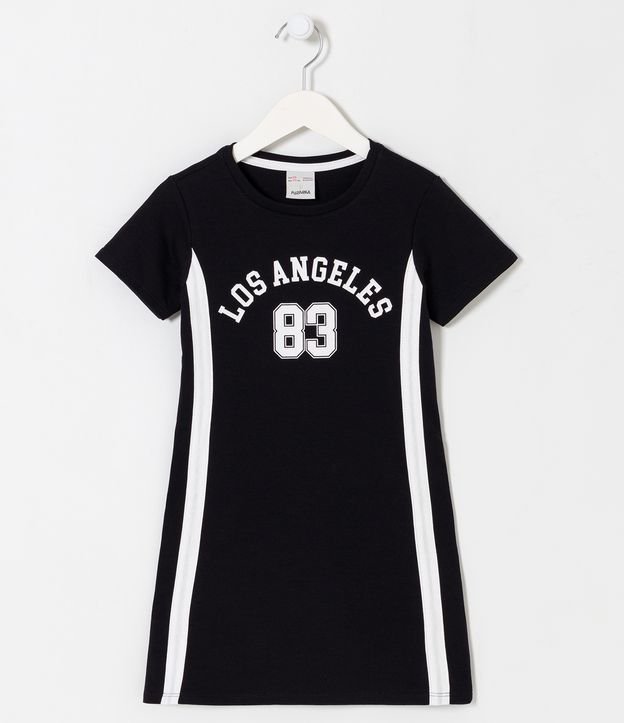 Vestido Infantil Estampado Los Angeles - Talle 5 a 14 años Negro 1