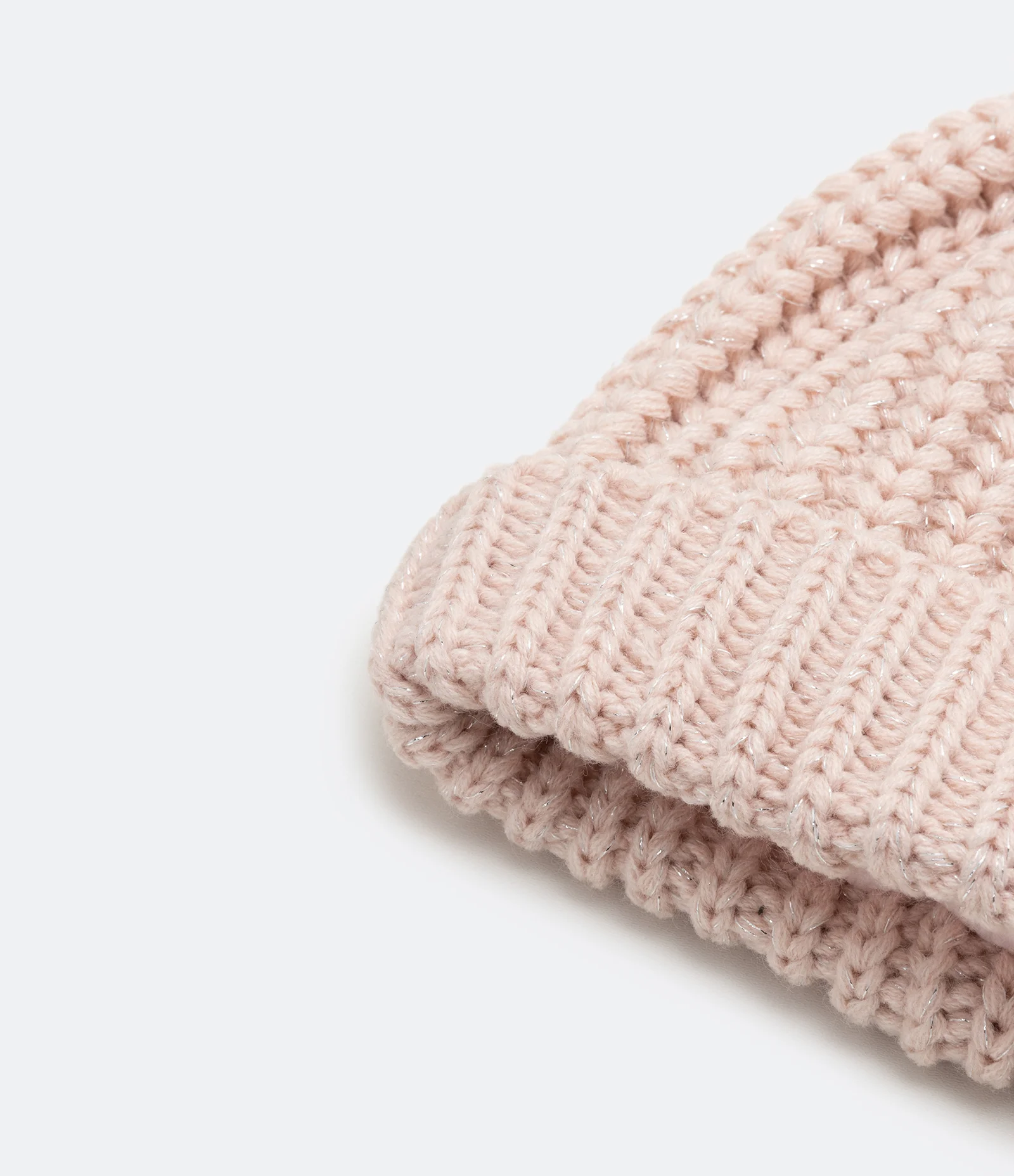 Gorro Infantil em Tricô com Fio Metalizado e Forro - Tam 0 a 18 meses Rosa 2