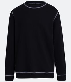 Blusão Fechado Básico em Algodão com Costura Contrastante