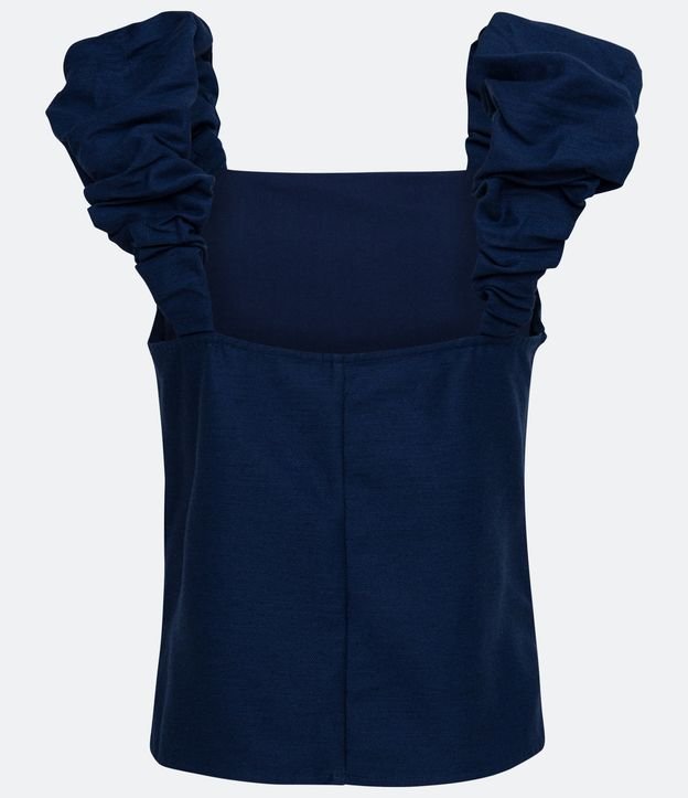 Blusa en Algodón con Tirante Fruncido Azul 7