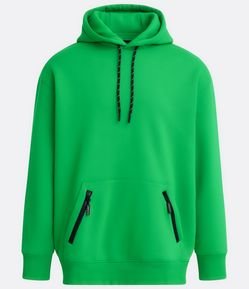 Blusão Relaxed Fechado em Algodão com Capuz e Zíper no Bolso