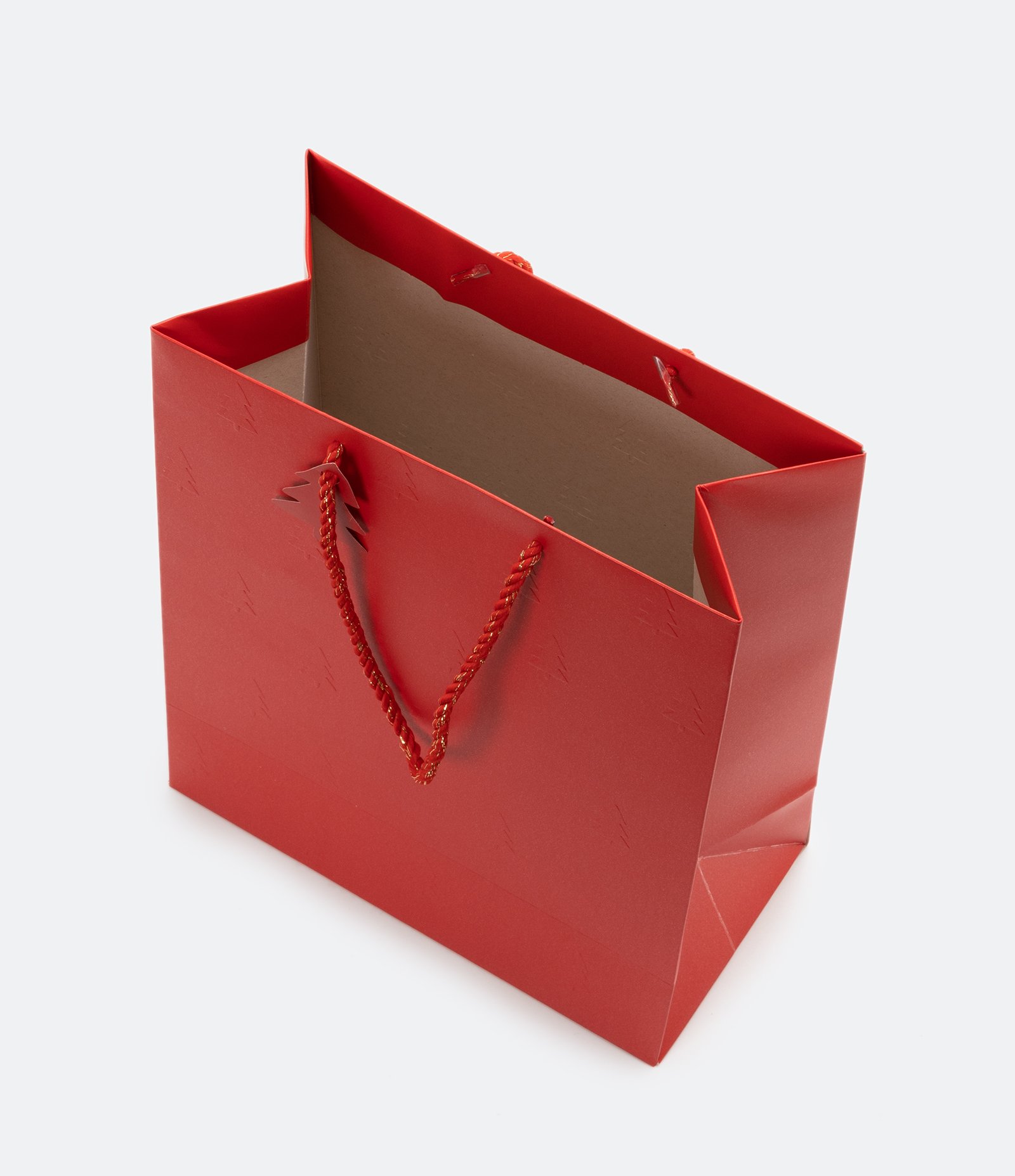 Embalagem de Presente Pequena com Alças de Corda e Detalhes de Pinheiro de Natal Vermelho 2