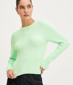 Blusa em Tricô Texturizado com Manga Longa