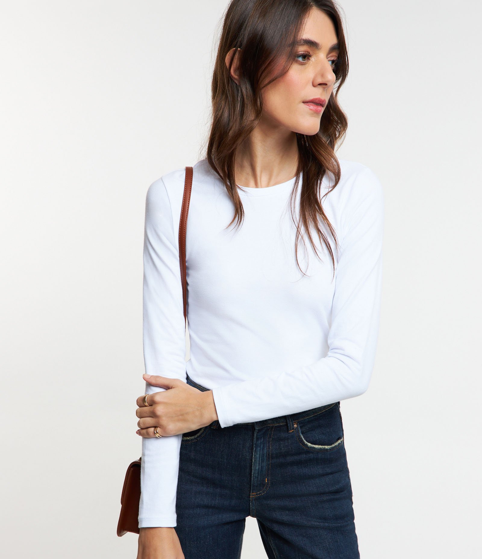 Blusa Básica em Algodão com Gola Redonda Branco 1