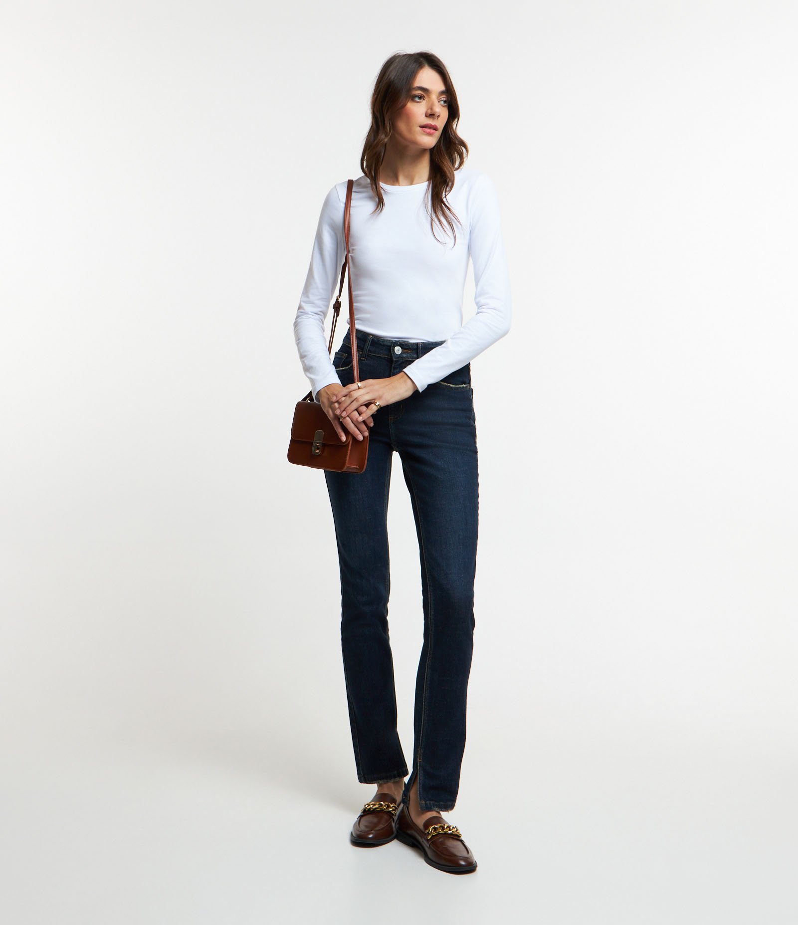 Blusa Básica em Algodão com Gola Redonda Branco 2