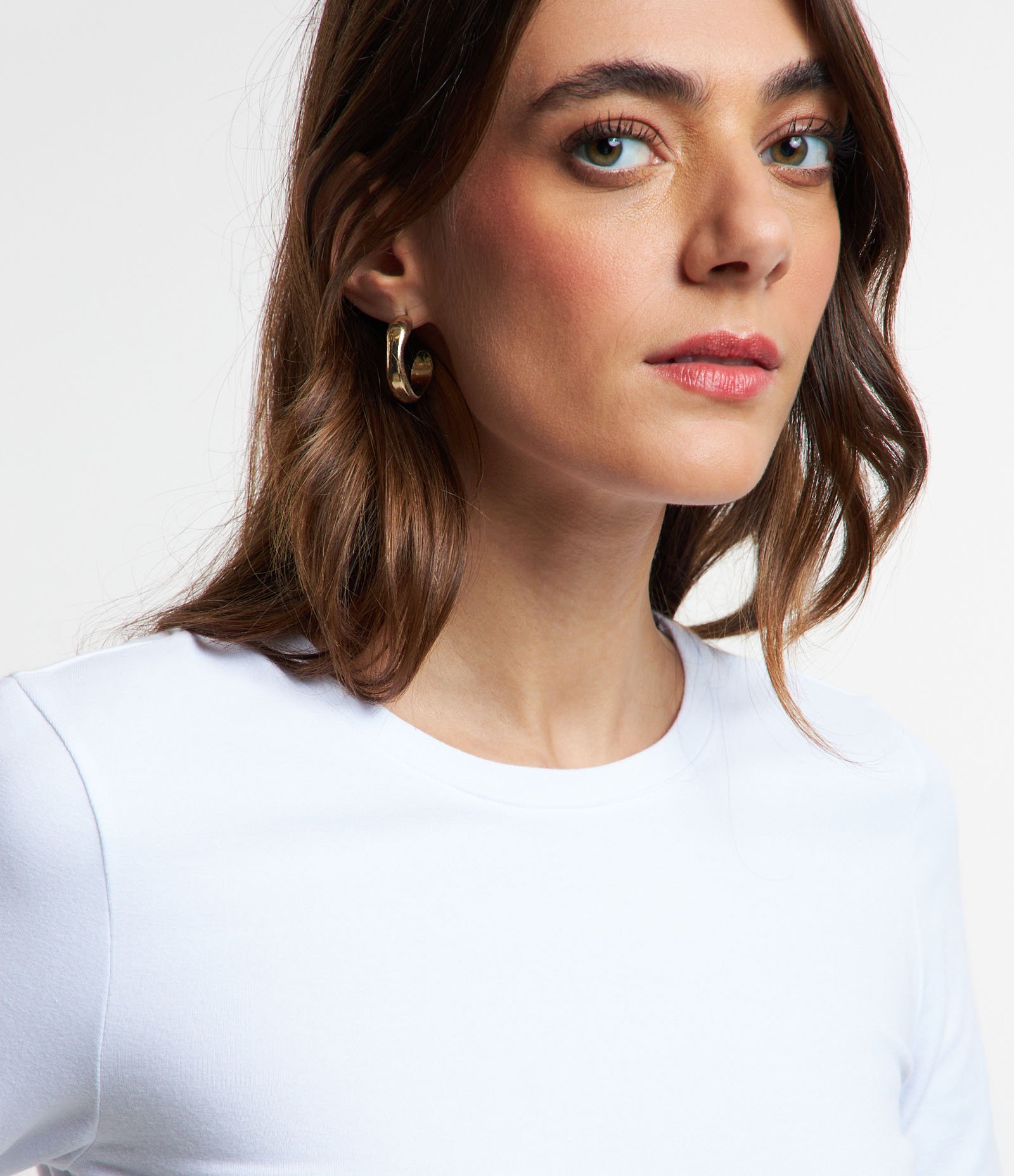 Blusa Básica em Algodão com Gola Redonda Branco 4